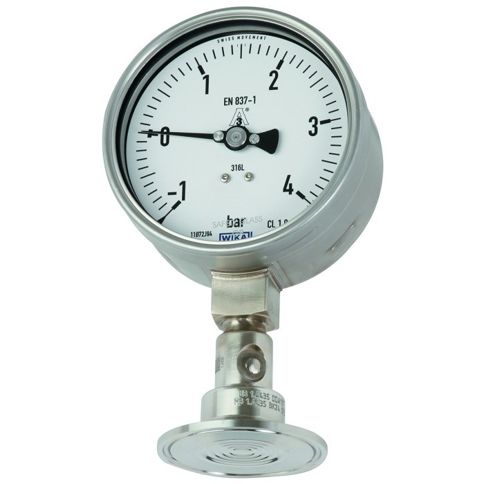 Pressure gauge per EN 837-1 with mounted diaphragm seal With clamp connection
