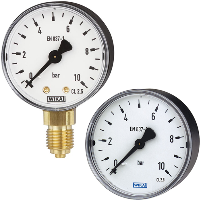 Bourdon tube pressure gauge, copper alloy Standard version